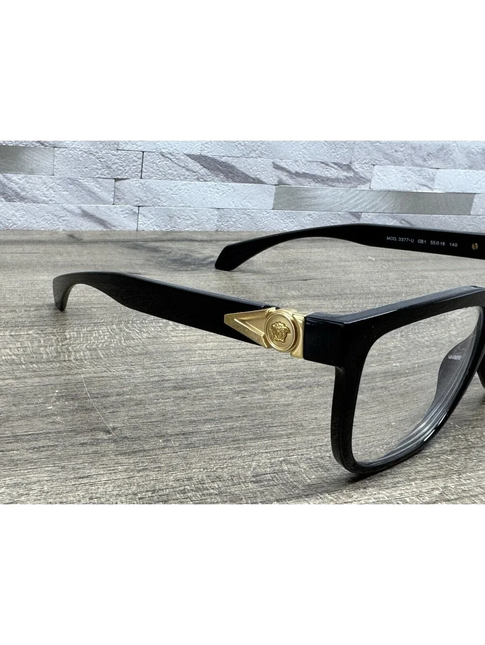 Versace Designer Eyeglasses 3377-U GB1 Black Square Full Rim Frames 55[]18-140